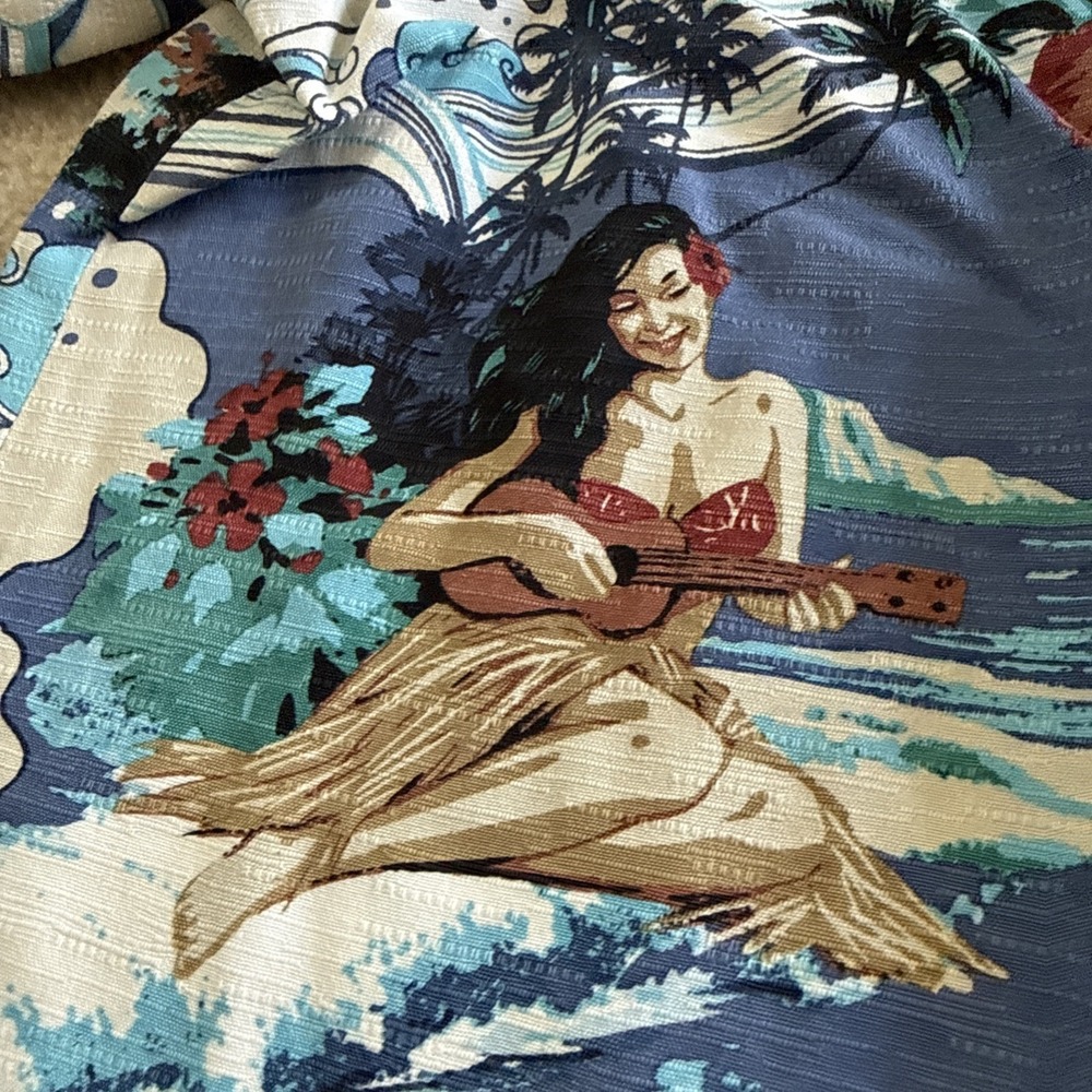 Paradise Collection Mens Hawaiian Aloha Camp Shirt 100% Silk Blue Hula XL Loop - Picture 5 of 10